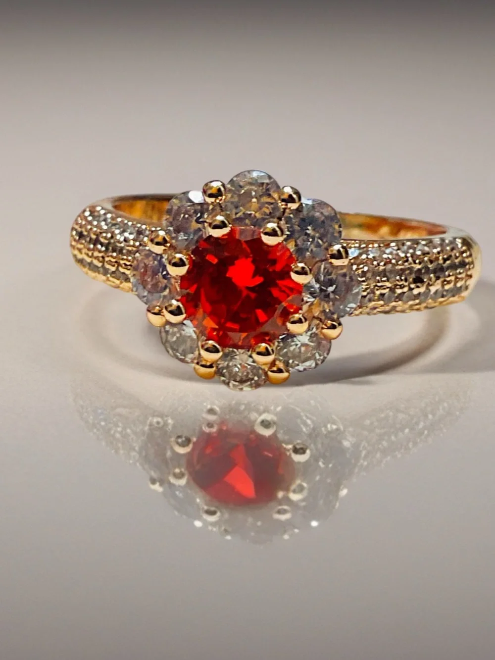 Halo Ring with Red Center